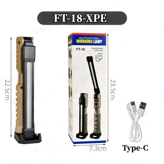 Multifunctional Portable COB LED Work Light with Hanging Hook Handled Flashlight 5 Modes for Outdoor Camping
