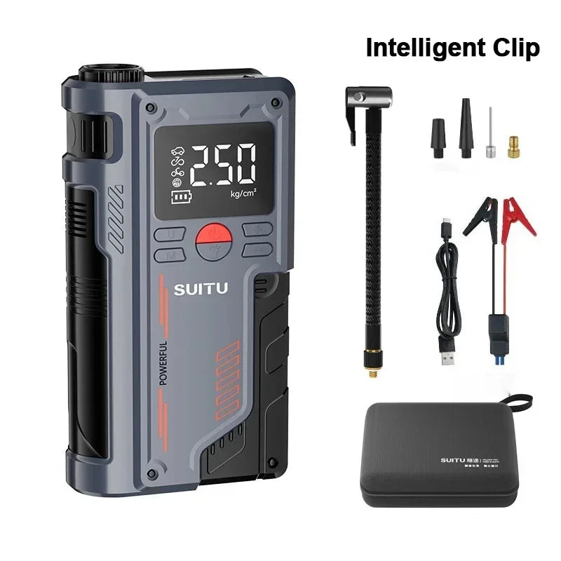 Portable Car Jump Starter & Air Pump 4 In 1 150PSI Air Compressor PowerBank Booster Car Starter Device Automotive Tyre Inflator